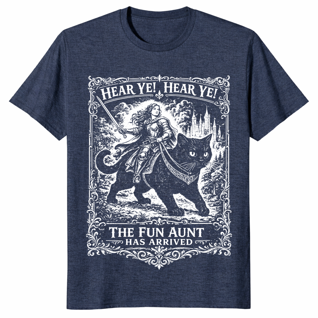 Fun aunt shirt heather navy