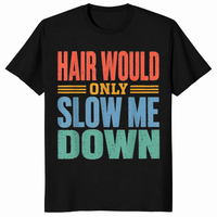 Funny bald dad shirt hair would only slow me down in black vintage tee
