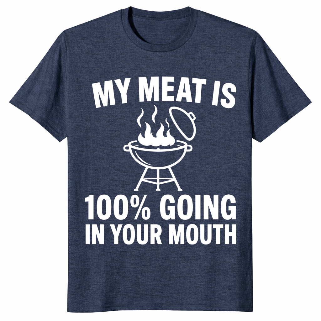 Funny bbq grilling shirt heather navy