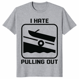 Funny boat shirt in sport grey with I Hate Pulling Out humor design