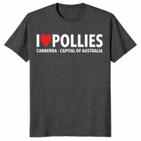 Funny Canberra Australia Pollies shirt with bold I Love design and Aussie humor