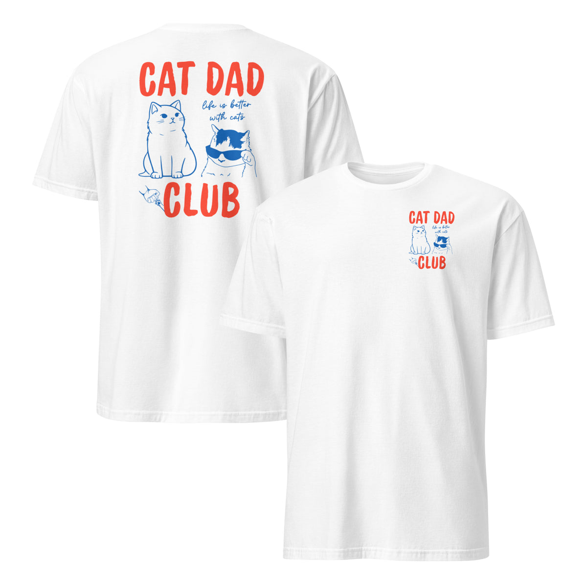 Funny Cat Dad Club Shirt with pocket logo and back print design