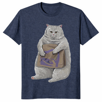 Funny cat shirt heather navy