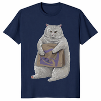 Funny cat shirt in navy
