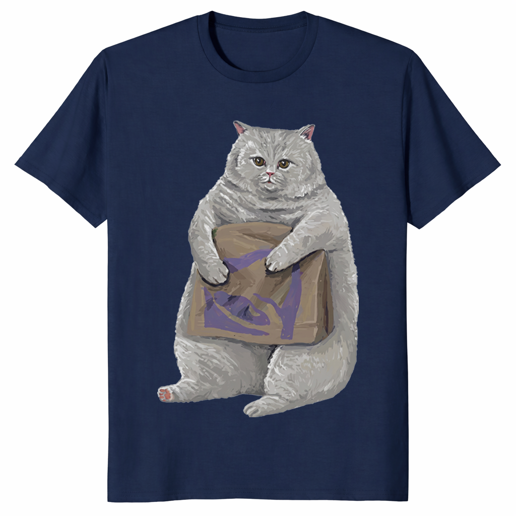 Funny cat shirt in navy