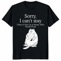 Funny Cat T-Shirt – “Sorry I Can’t Stay, Fat Cat Needs Food” Tee | Cuccico