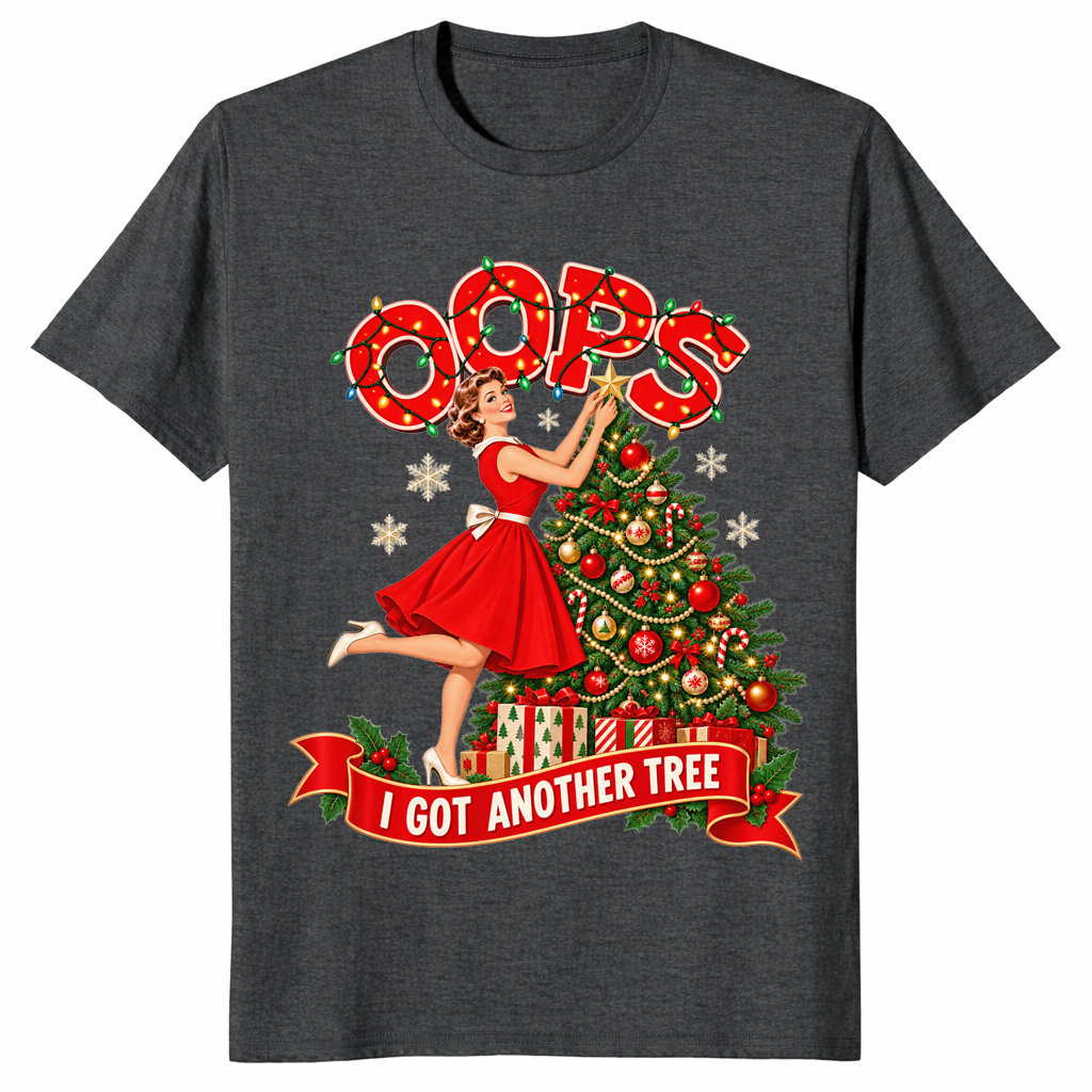Funny Christmas tree shirt in dark heather grey
