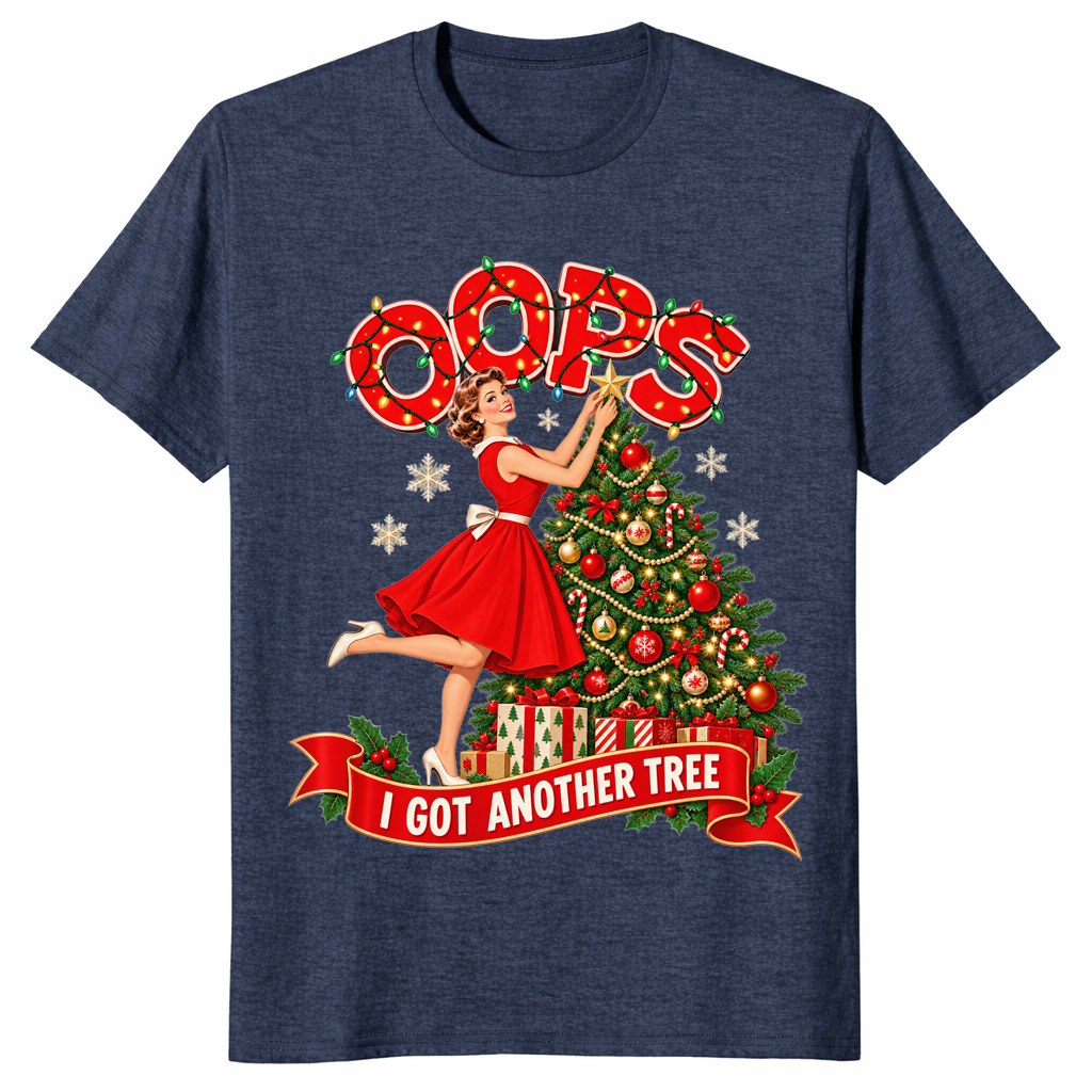 Funny Christmas tree shirt in heather navy