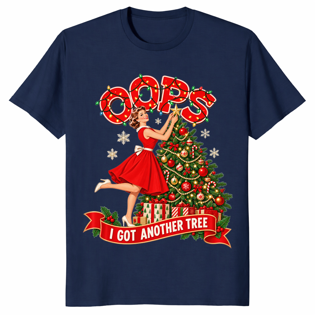 Funny Christmas tree shirt in navy