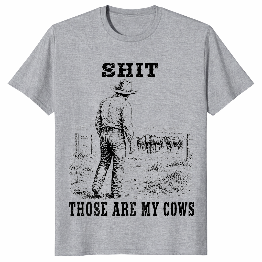 Funny Cowboy Cows shirt in sport grey