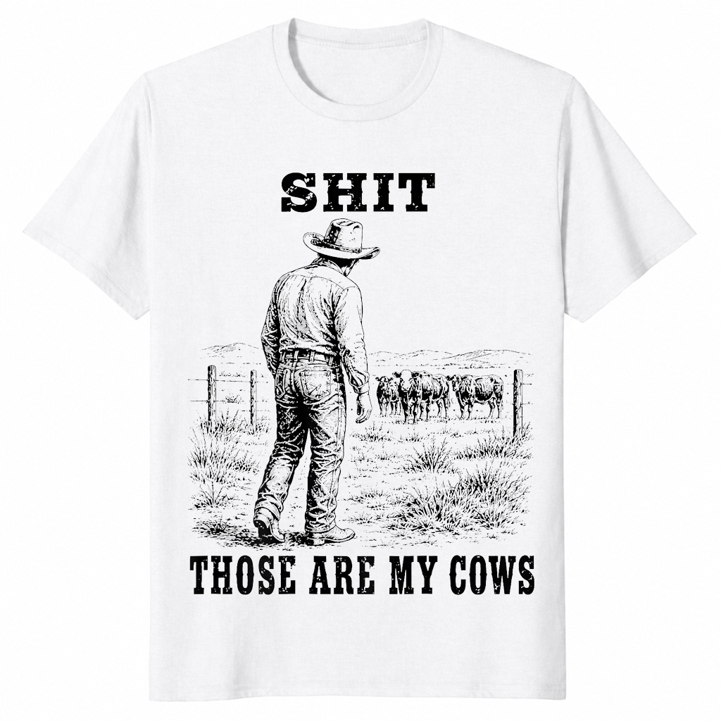 Funny Cowboy Cows shirt in white
