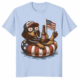 Funny doxie 4th of July shirt with red white and blue summer dog design