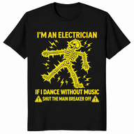 Funny electrician shirt in black with a yellow electrocuted skeleton and shut the main breaker off joke