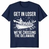 Funny George Washington Crossing the Delaware t shirt for patriotic history fans