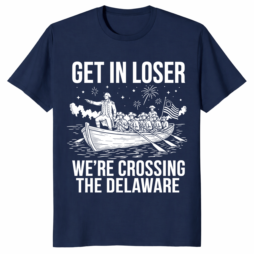 Funny George Washington Crossing the Delaware t shirt for patriotic history fans