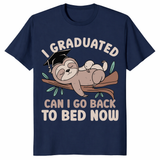 Navy funny graduation shirt class of 2026 I graduated can I go back to bed now tee