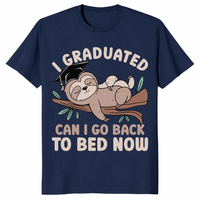 Navy funny graduation shirt class of 2026 I graduated can I go back to bed now tee