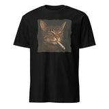 Funny Grumpy Smoking Cat with Cigarette T-Shirt in Black by Cuccico
