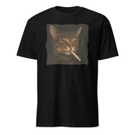Funny Grumpy Smoking Cat with Cigarette T-Shirt in Black by Cuccico