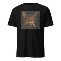 Funny Grumpy Smoking Cat with Cigarette T-Shirt in Black by Cuccico