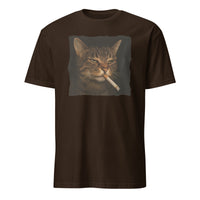 Funny Grumpy Smoking Cat with Cigarette T-Shirt in Dark Chocolate by Cuccico