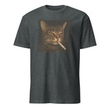 Funny Grumpy Smoking Cat with Cigarette T-Shirt in Dark Heather by Cuccico