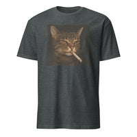Funny Grumpy Smoking Cat with Cigarette T-Shirt in Dark Heather by Cuccico