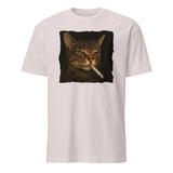 Funny Grumpy Smoking Cat with Cigarette T-Shirt in Ice Grey by Cuccico