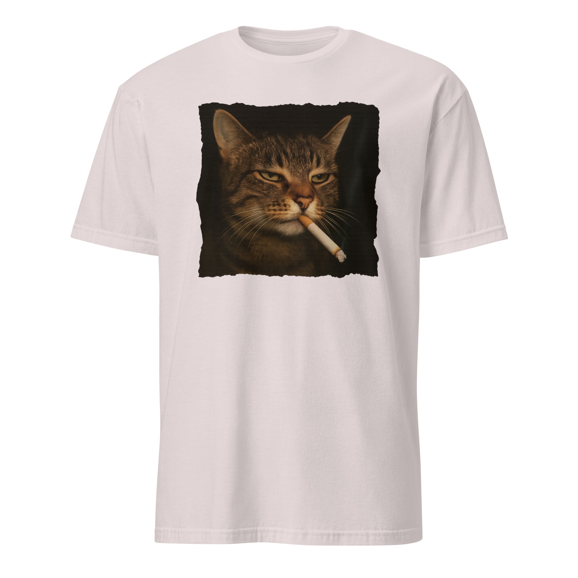 Funny Grumpy Smoking Cat with Cigarette T-Shirt in Ice Grey by Cuccico