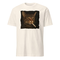 Funny Grumpy Smoking Cat with Cigarette T-Shirt in Natural by Cuccico