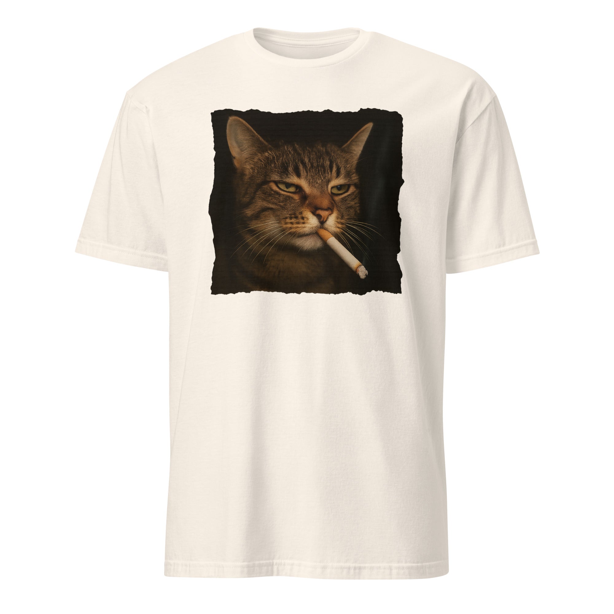 Funny Grumpy Smoking Cat with Cigarette T-Shirt in Natural by Cuccico