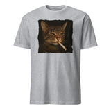 Funny Grumpy Smoking Cat with Cigarette T-Shirt in Sport Grey by Cuccico