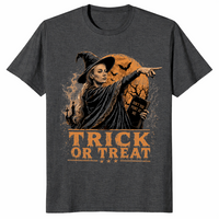 Funny halloween witch shirt in dark heather grey