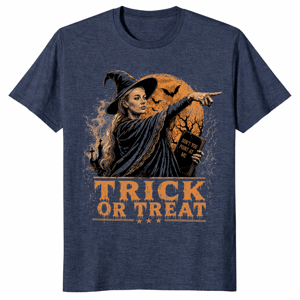 Funny halloween witch shirt in heather navy