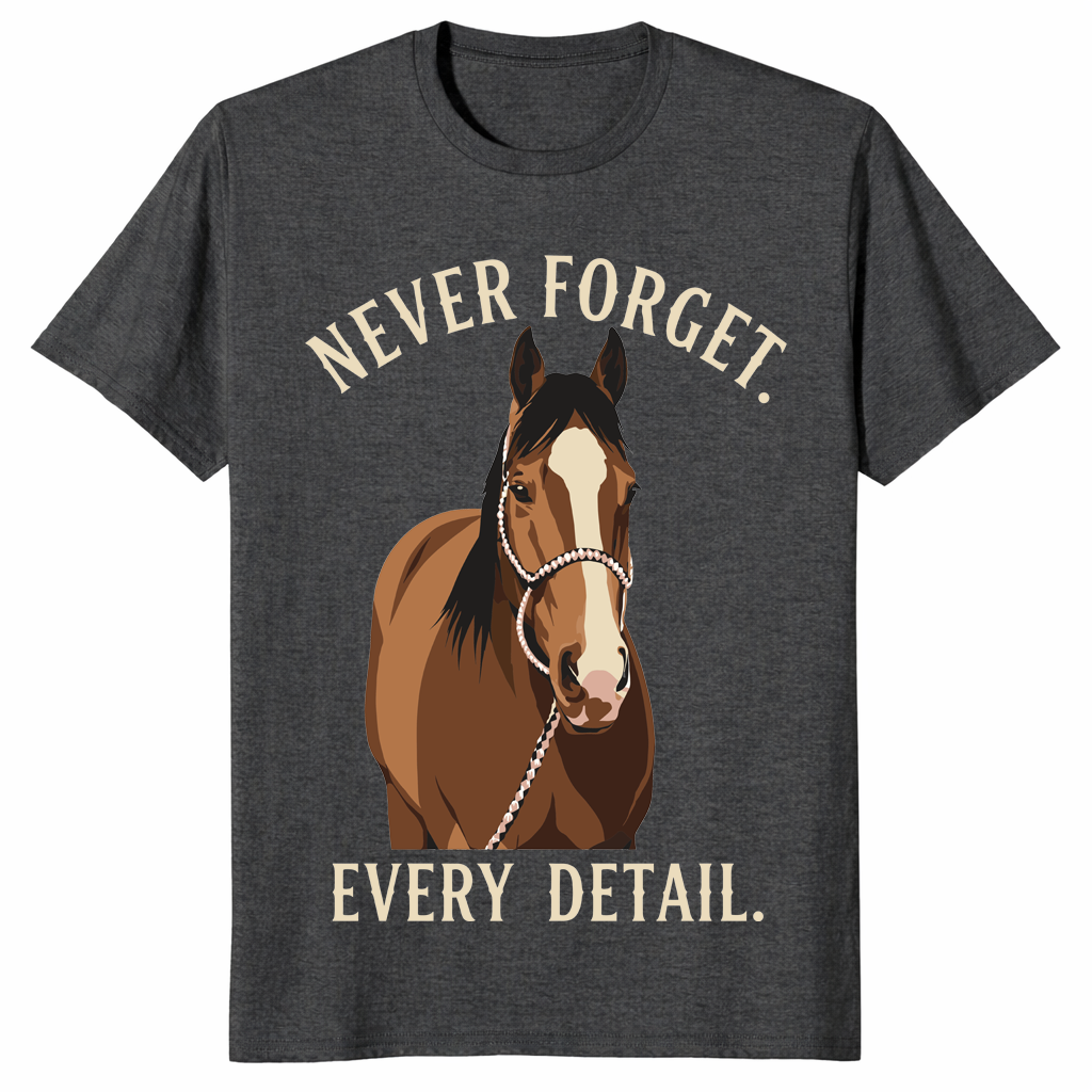 Funny horse shirt in dark heather grey