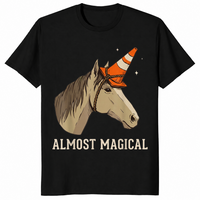 Funny horse unicorn shirt black