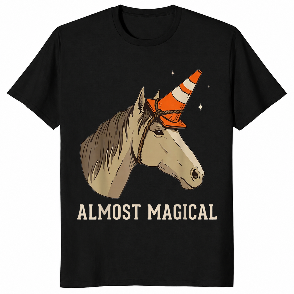 Funny horse unicorn shirt black
