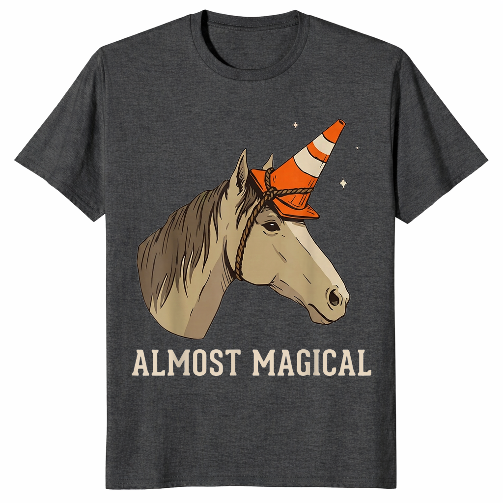 Funny horse unicorn shirt dark heather grey