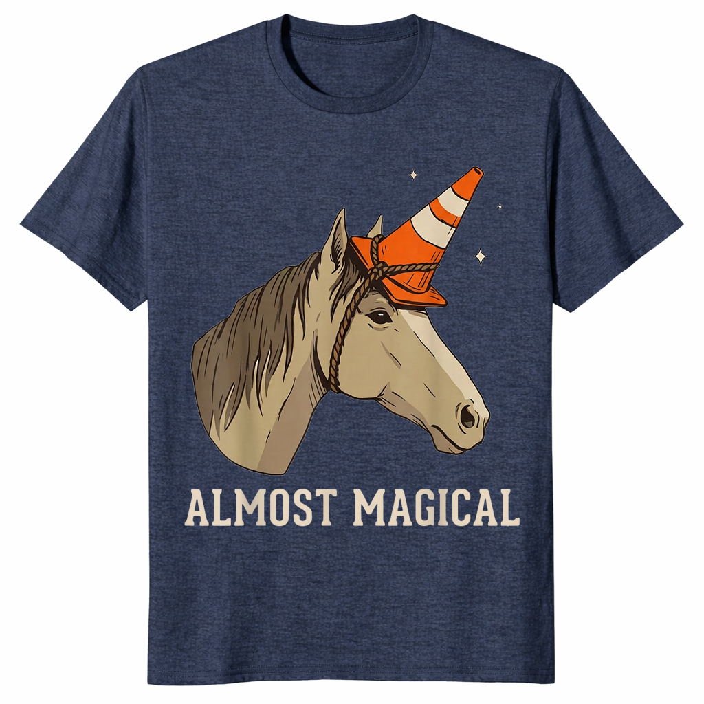 Funny horse unicorn shirt heather navy