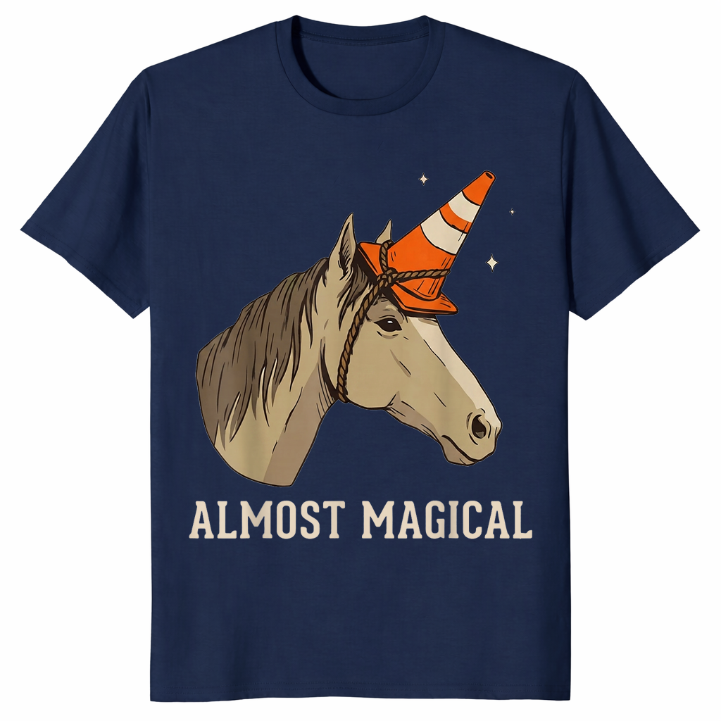 Funny horse unicorn shirt navy