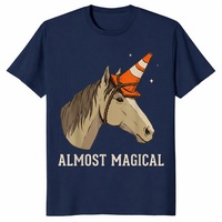 Funny horse unicorn shirt navy