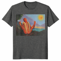 Funny hot dog yoga shirt in dark heather