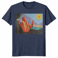 Funny hot dog yoga shirt in heather navy