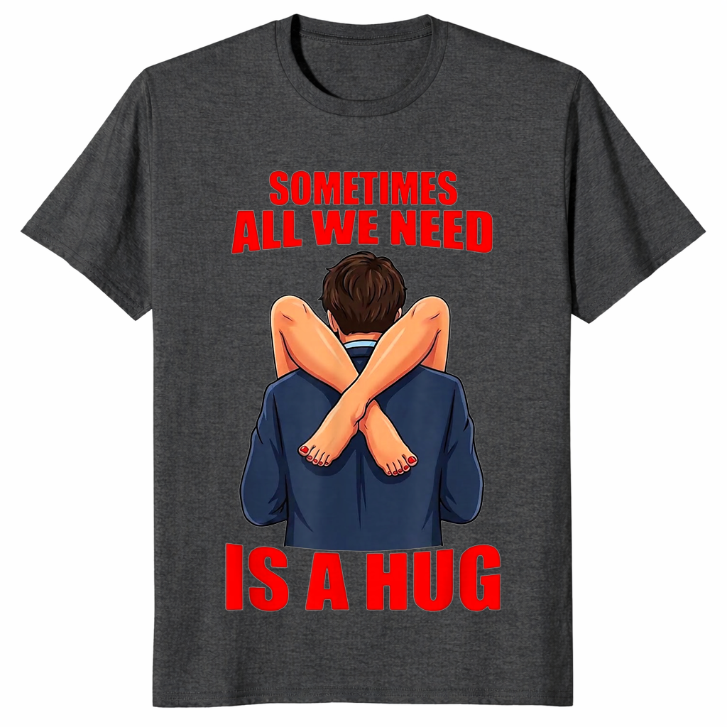 Funny hug shirt in dark heather grey