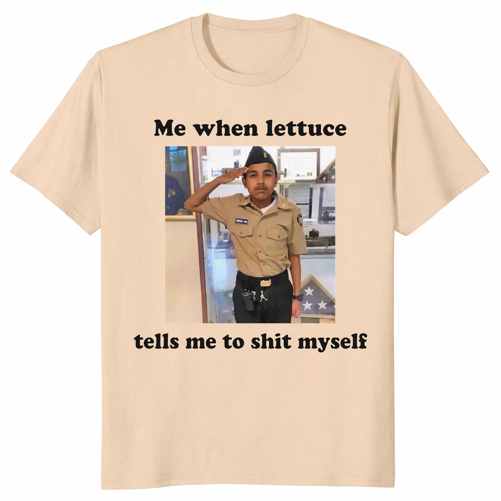 Funny meme shirt in sand