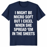 Funny office humor shirt in navy