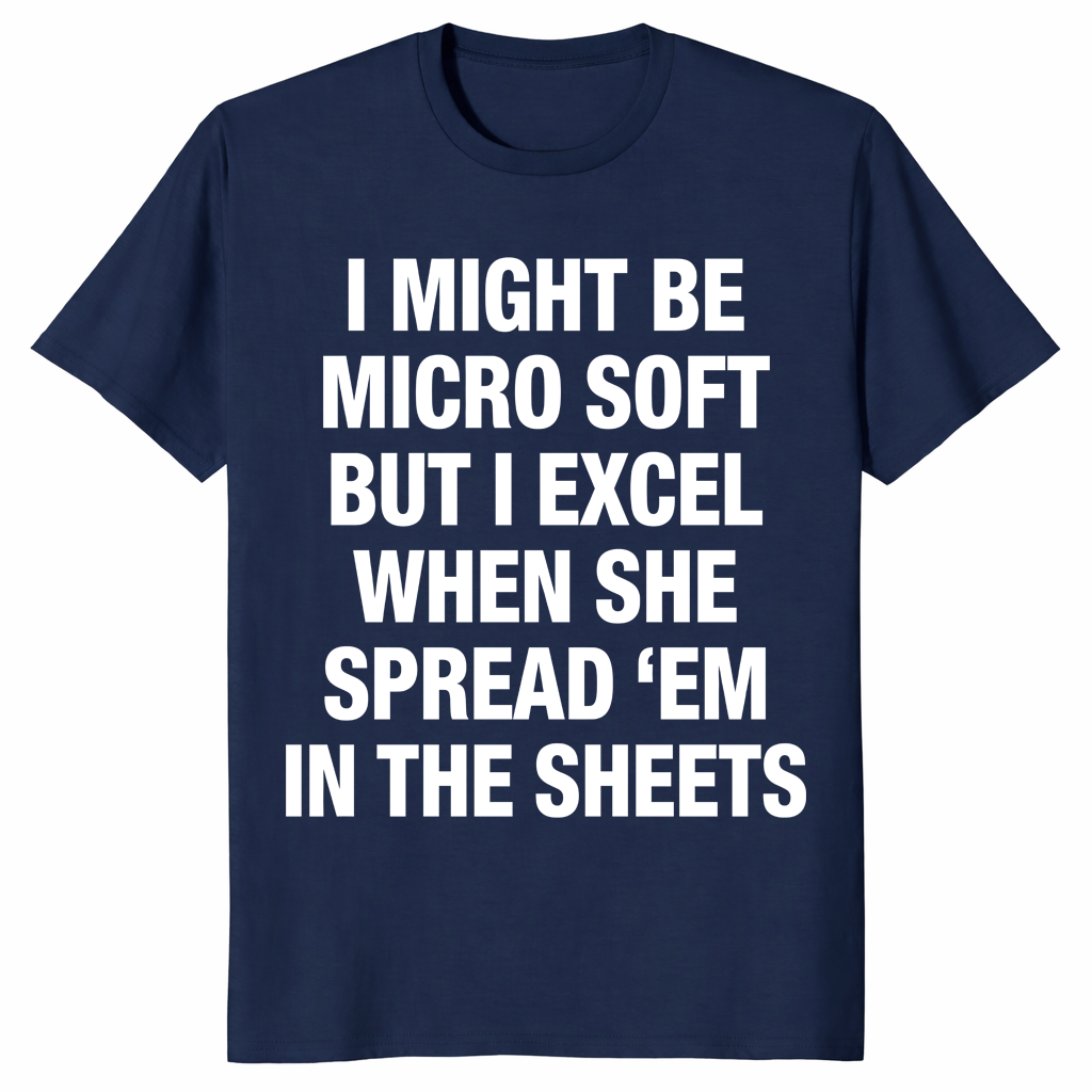Funny office humor shirt in navy