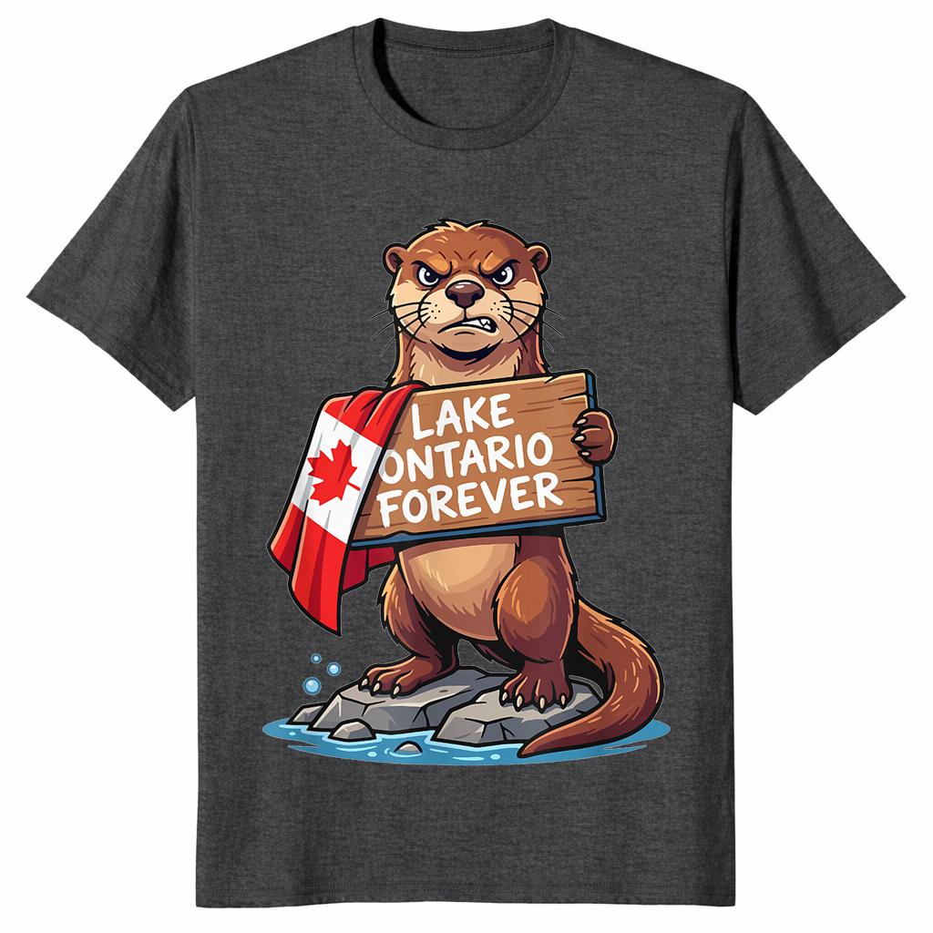 Funny otter lake shirt in dark heather grey