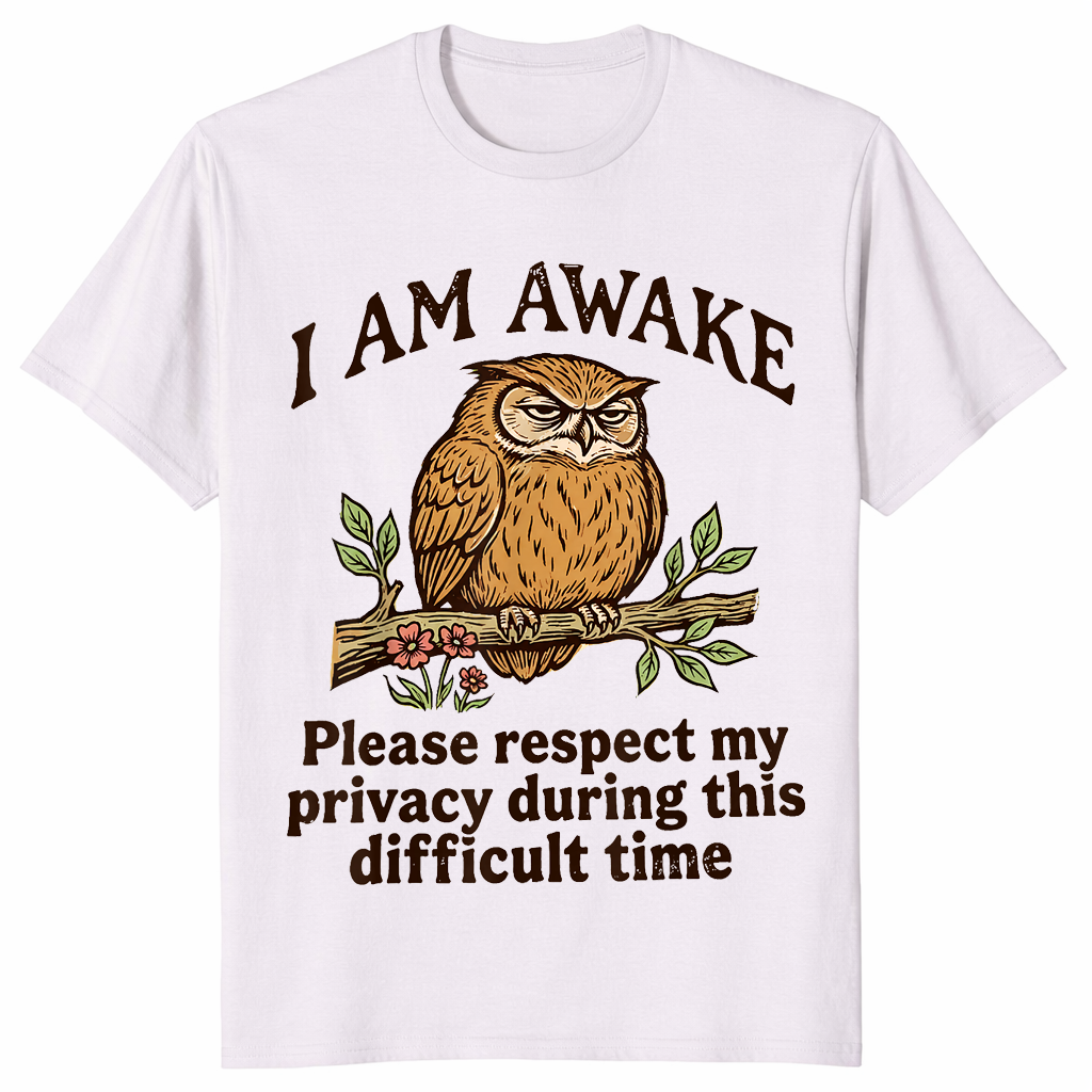Funny owl shirt ice grey