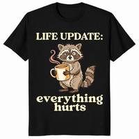 Funny raccoon coffee shirt black